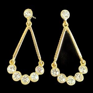 Gorgeous Gold & Rhinestone Dangle Earrings